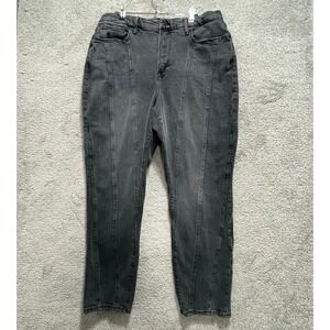 Good American Jeans Women's 18 Gray Distressed Straight High Rise Stretch Denim